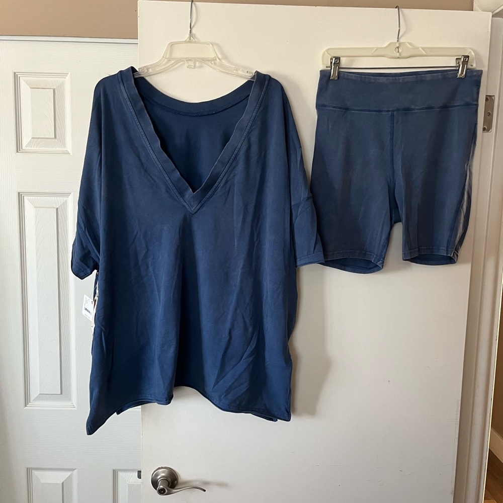 Women's Blue Pajama Shorts Set